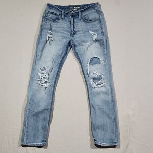 BKE Mens Jake Relaxed Fit Straight Leg Distressed Light Wash Blue Jeans Size 30R